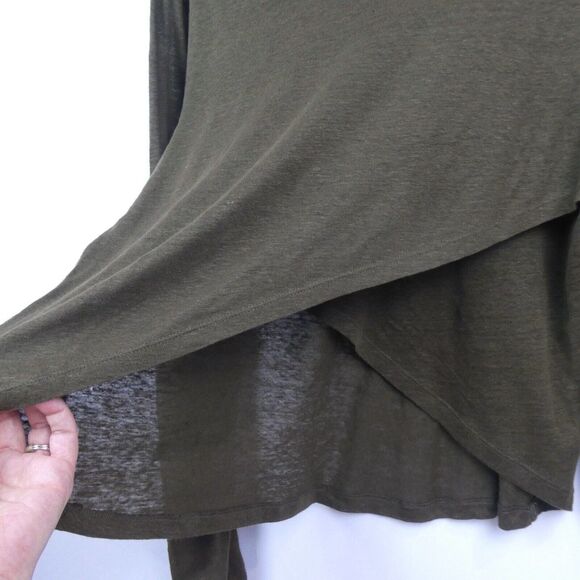 A.L.C. Nemen‎ Linen Cross Back Knit Top Sz L Army Green Brown Long Sleeve - Picture 8 of 8